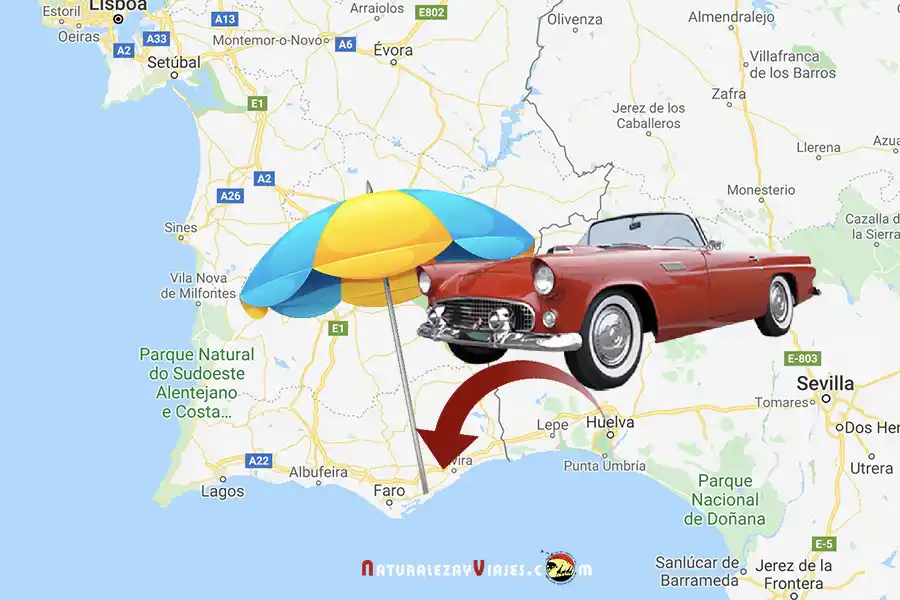 Mapa playas Huelva Algarve